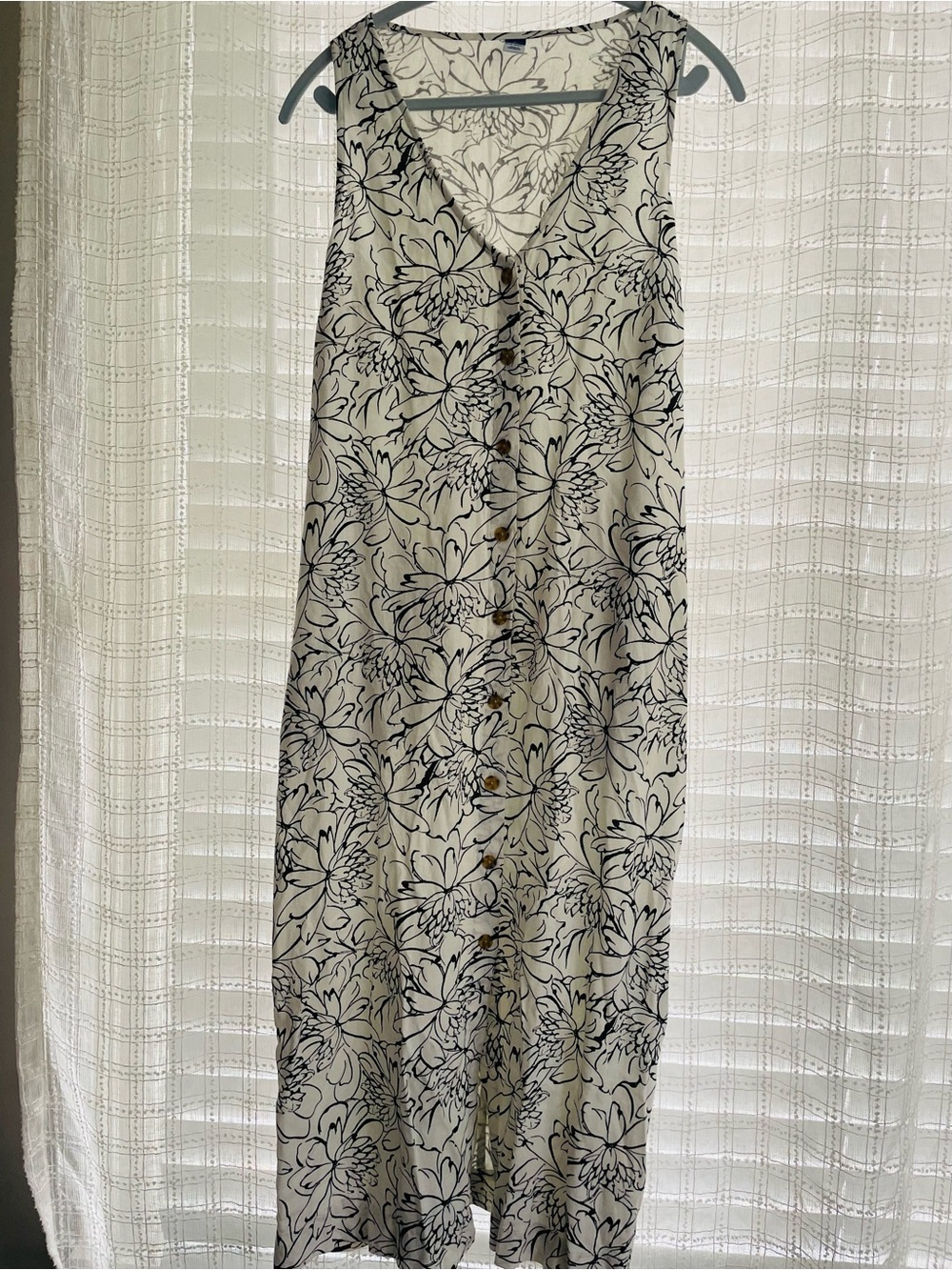 Old Navy Cream Maxi Dress with Black Floral Print